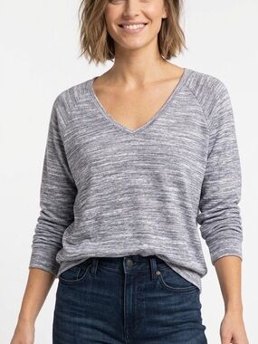 TNA ARITZIA Super Soft Long Sleeve Lightweight Sweater Grey V Neck XS Small
